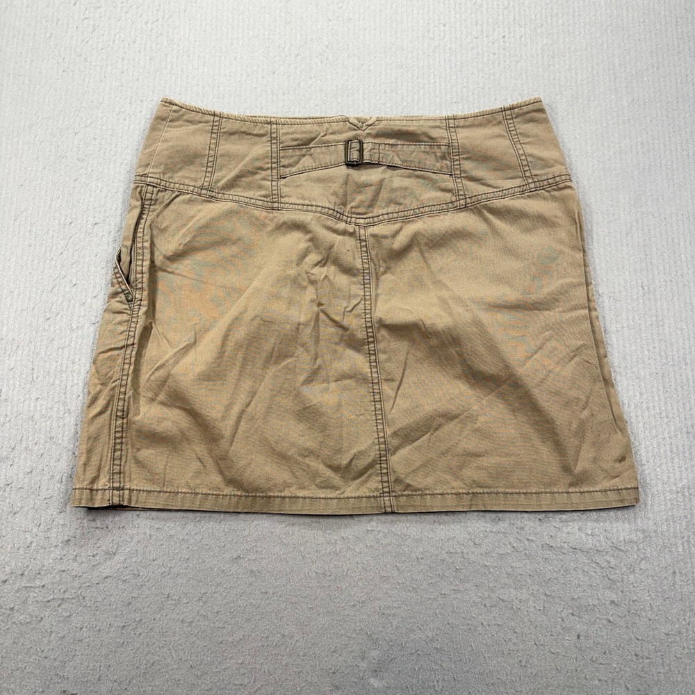 H&M Mini Skirt Womens 12 Tan Khaki Cotton Canvas Utility Back Buckle